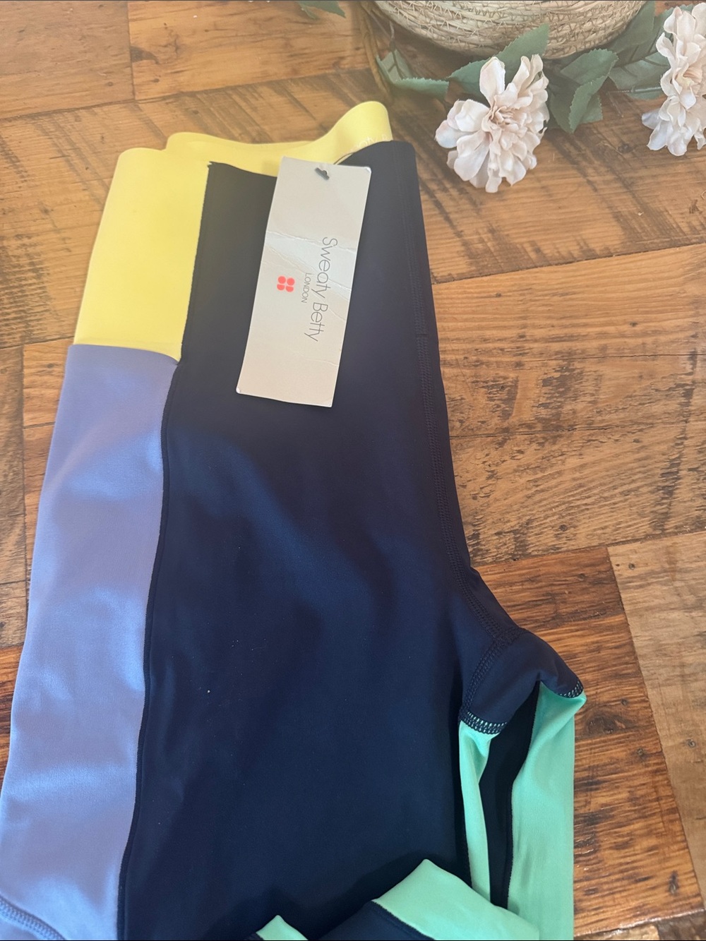 Sweaty Betty Navy Colorblock Workout Tank with Yellow, Lavender & Mint